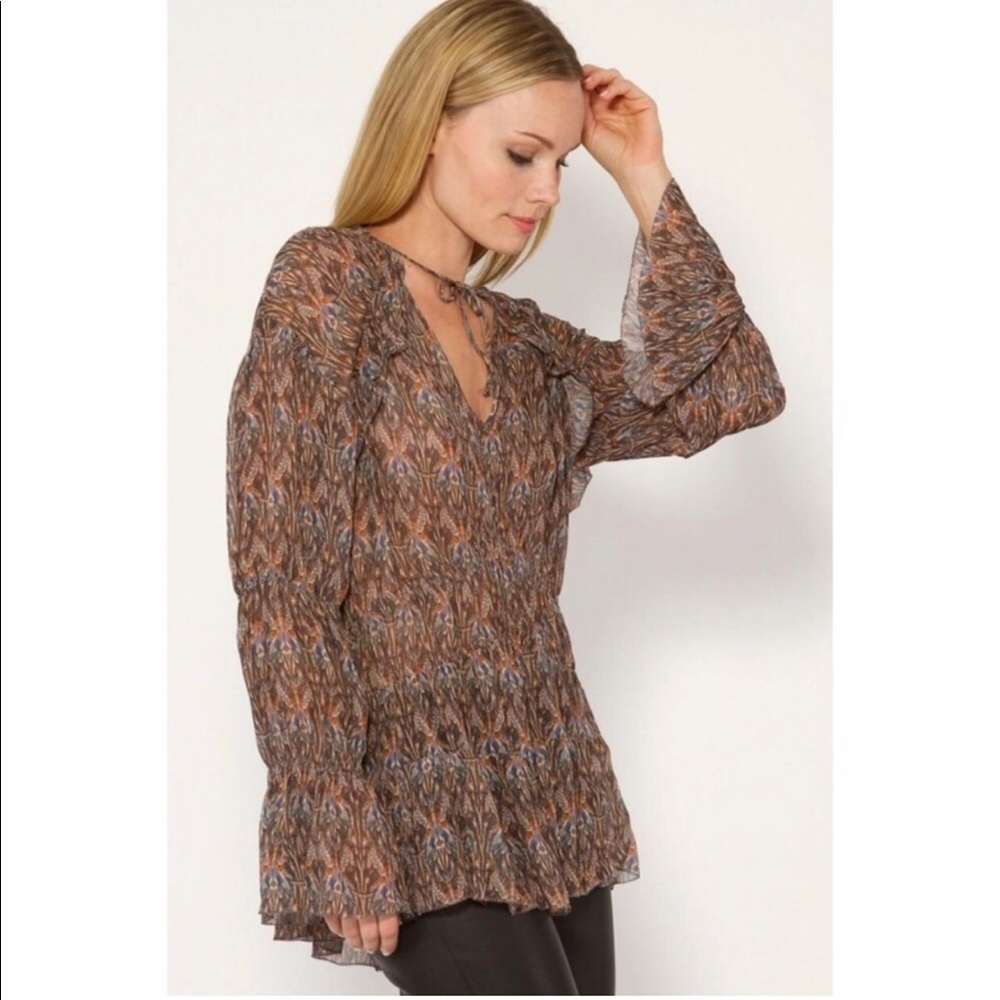 IRO Janie Printed Ruffle Blouse